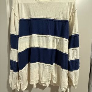 We The Free Cream and Navy Striped Top